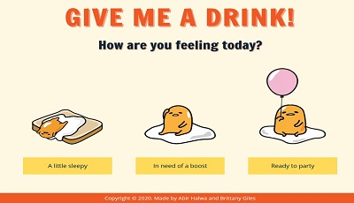 give me a drink web page screenshot