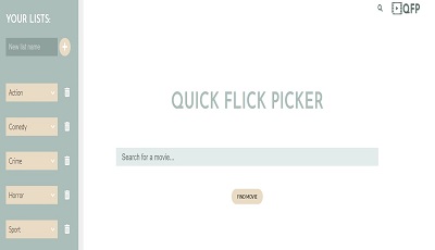 quick flik picker web page screenshot